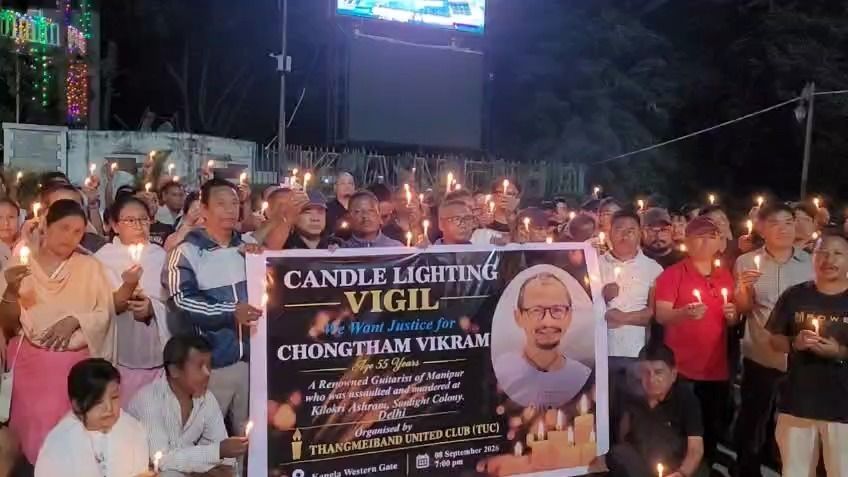 Candlelight vigil held at Kangla for slain Manipuri guitarist Chongtham Vikram