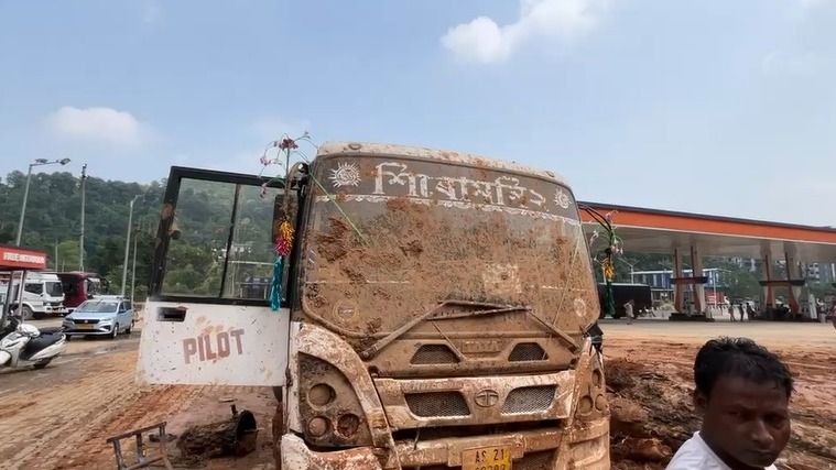 Assam: Landslide near USTM in Jorabat damages petrol pump, two vehicles