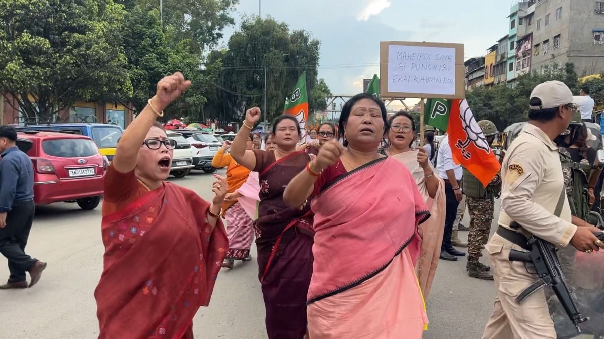 Manipur BJP women’s wing stages protest, demands MP Bimol Akoijam’s resignation