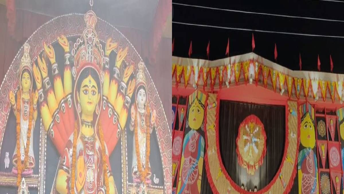Assam: Bamboo, cane and gamochas feature in Dhubri’s eco-friendly Durga Puja pandal
