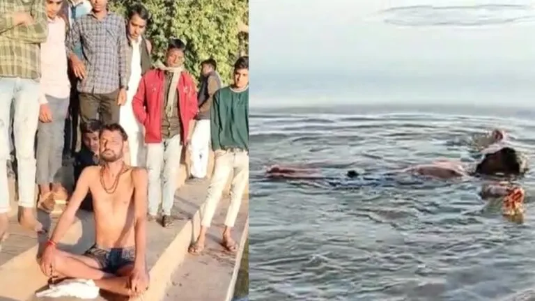 श्योपुर: कांग्रेस विधायक बाबू जंडेल ने कड़ाके की सर्दी के बीच नदी में किया जलयोग Babu Jandel sheopur MLA MP Politics MP News Congress MLA