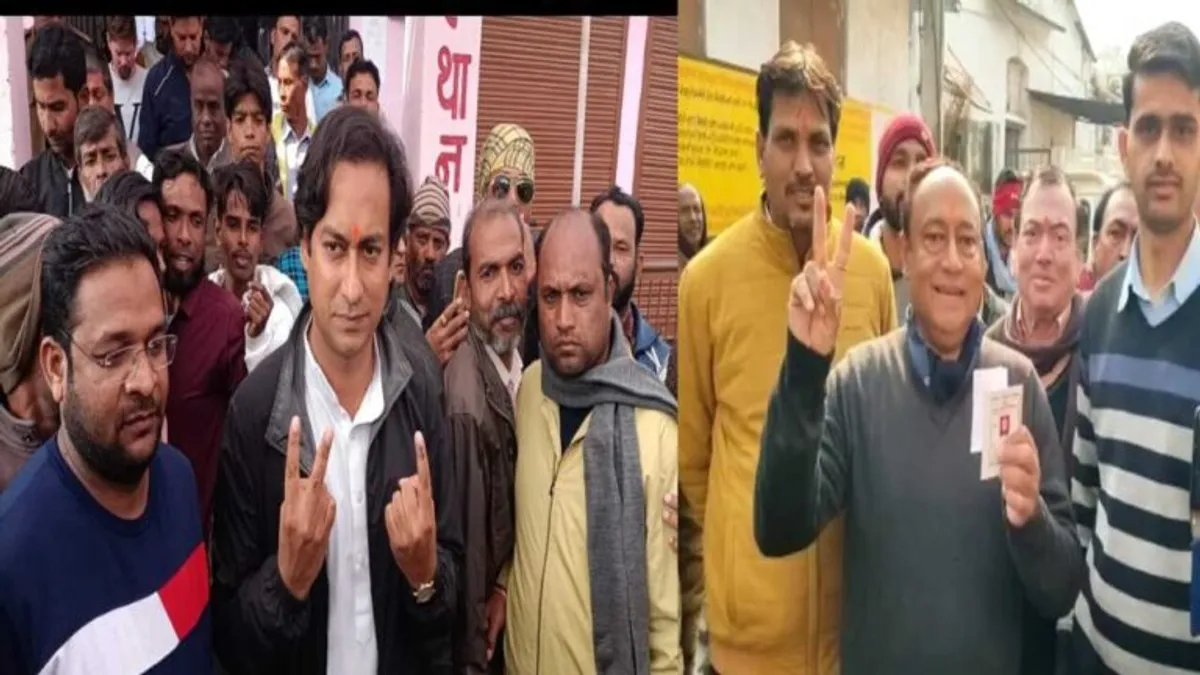 जयवर्धन सिंह और लक्ष्मण सिंह वोट डाल कर बोले, पंचायत मंत्री डर पैदा करना चाहते हैं ! mp political news mp politics Raghogarh News guna news