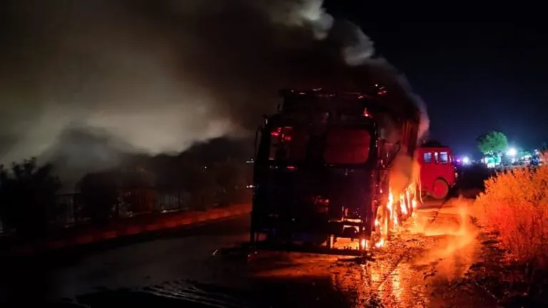 Barwani, Truck Burnt, Madhya Pradesh, Accident