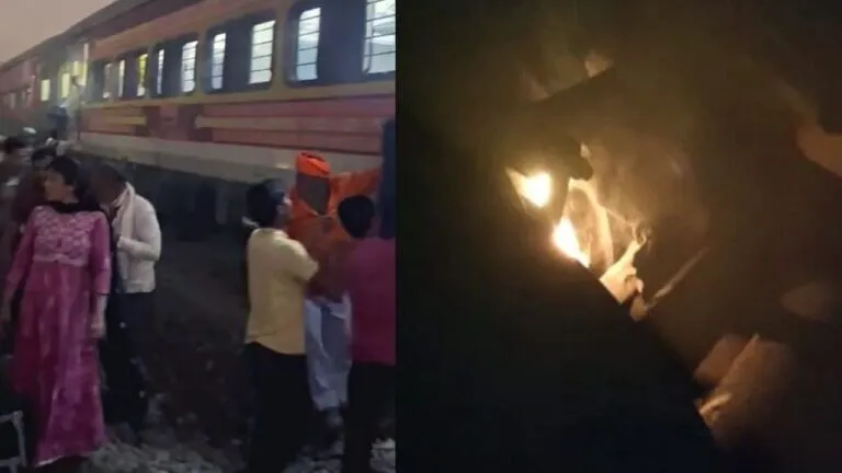 काशी एक्सप्रेस की बोगी में लगी आग, मची अफरातफरी; यात्री ट्रेन से उतरकर भागने लगे Fire broke out bogie of Kashi Express Passengers running train accident harda news