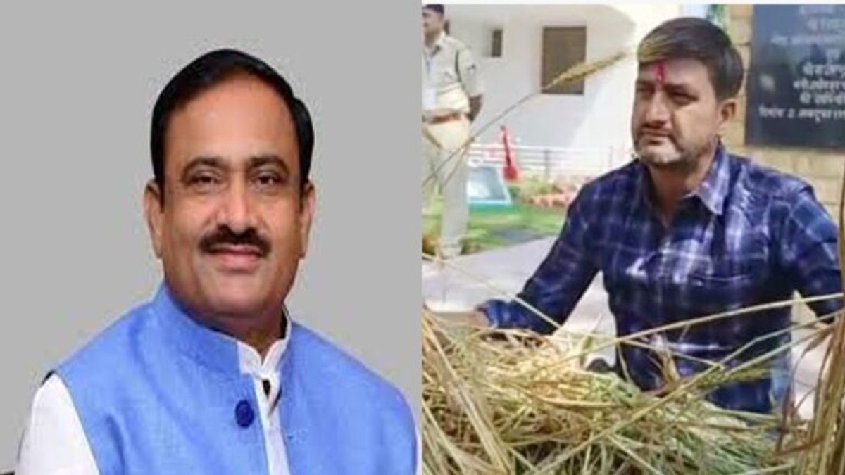 MP विधानसभा में किसानों के मुद्दे पर हंगामा, बर्बाद हुए गेहूं की बालियां लेकर पहुंचे MLA कुणाल चौधरी MLA Kunal Chowdhary Bhupendra Singh mp assembly budget session