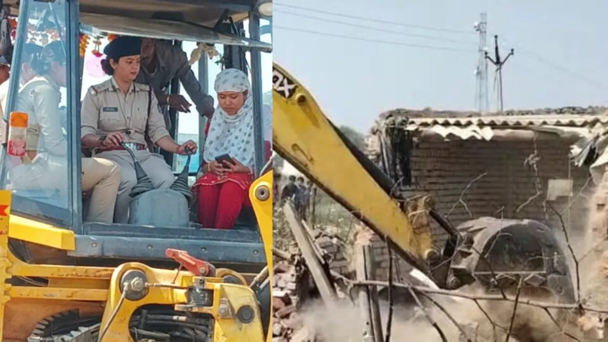 दमोह: बुलडोजर से ढहाया दुष्कर्म के आरोपी का घर, महिला पुलिसकर्मियों ने संभाली कमान Rape, Crime, Damoh, Madhya Pradesh, Women, bulldozer