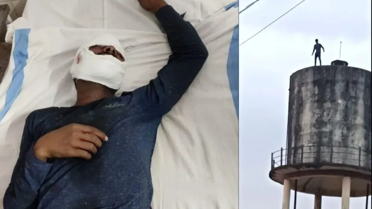 He made a fatal jump by climbing on the water tank people tried to stop him by giving voice but video went viral