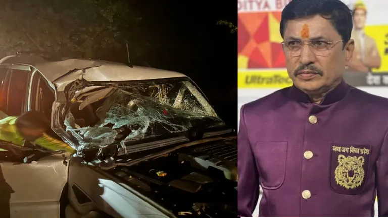 BJP MLA Narayan Tripathi's car was hit by a speeding truck