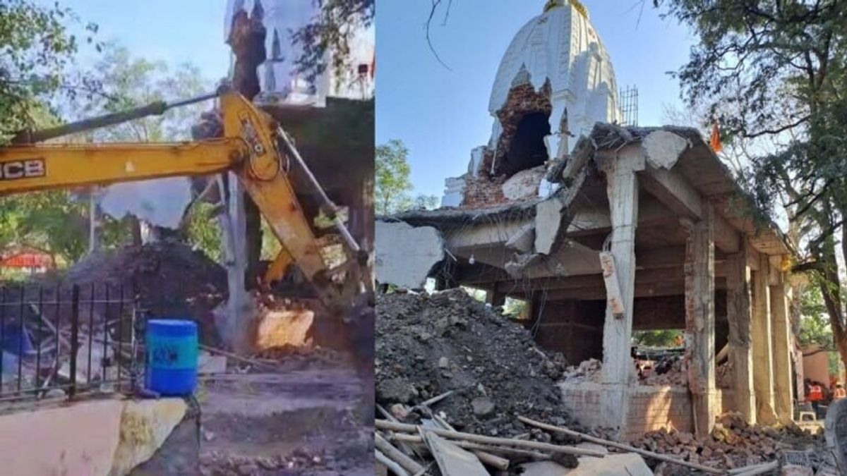 इंदौर के जिस मंदिर की बावड़ी में दफन हो गए 36 लोग, अब उस पर चला बुलडोजर Indore Bawdi incident, bulldozer, Indore, temple, MP News, Madhya Pradesh, Protest