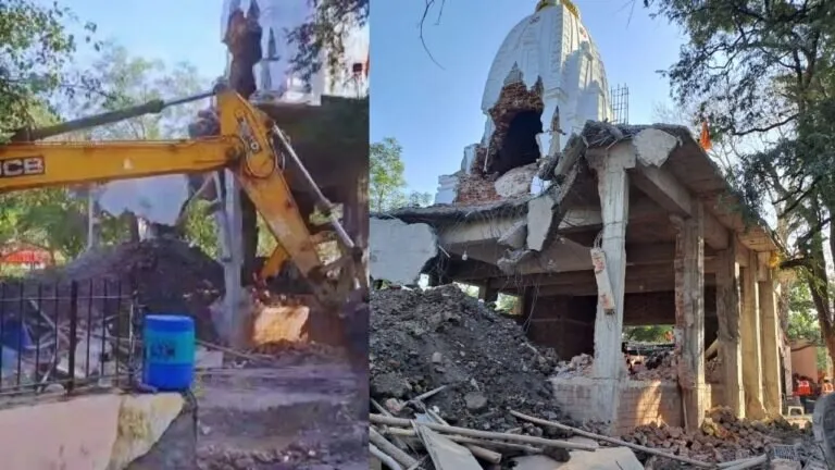 इंदौर के जिस मंदिर की बावड़ी में दफन हो गए 36 लोग, अब उस पर चला बुलडोजर Indore Bawdi incident, bulldozer, Indore, temple, MP News, Madhya Pradesh, Protest