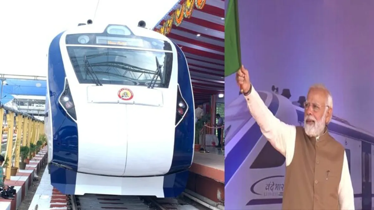 PM नरेंद्र मोदी ने वंदे भारत एक्सप्रेस को दिखाई हरी झंडी, क्यों बोले ‘ये अप्रैल फूल नहीं, हकीकत है’ PM Narendra Modi Vande Bharat Express Bhopal News Rani Kamalapati Railway Station