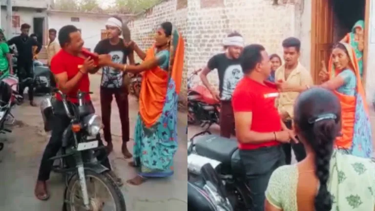 Former BJP councilor was thrashed by women with slippers in the middle of the road, but why? video viral