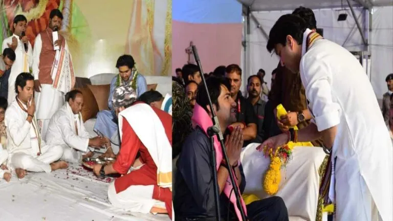 धीरेंद्र शास्त्री के सामने दंडवत नहीं हुए सिंधिया तो सोशल मीडिया पर हुए ट्रॉल Dhirendra Shastri Jyotiraditya Scindia Jaivardhan Singh guna news