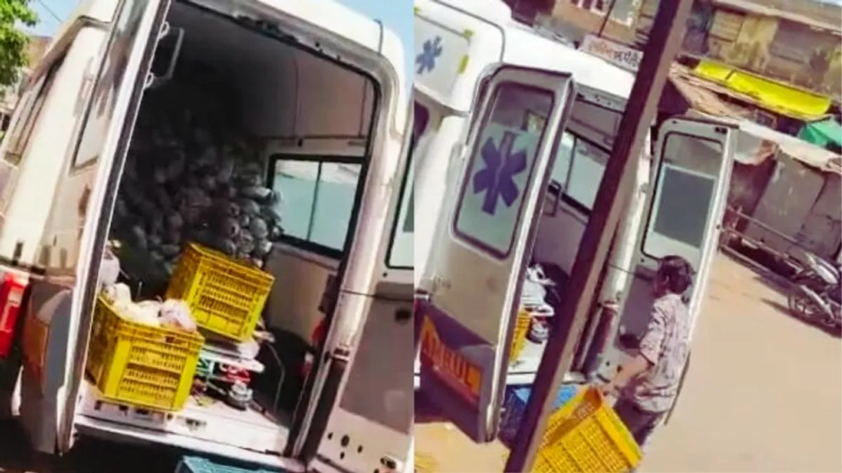 सरकारी एंबुलेंस में मरीजों के बजाए की जा रही थी पपीते की डिलीवरी, VIDEO वायरल Papaya was being delivered instead of patients in government ambulance, VIDEO viral
