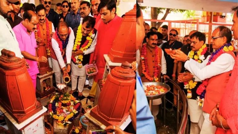 पीताम्बरा माई के दरबार पहुंचे CM शिवराज, तोमर के क्षेत्र में जीत को लेकर दिया ये बड़ा बयान CM shivraj singh chauhan Pitambara Mai darbar mp election win Narendra Singh Tomar Dimani