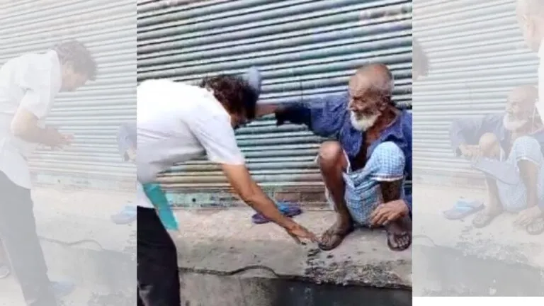 Fakir Kamala Raza, Congress candidate Paras Saklecha, Ratlam City candidate Paras Saklecha, devraha baba, miraculous, Paras Saklecha beaten with slippers, Congress candidate took blessings from fakir by beating him, viral video, Paras Saklecha, MP
