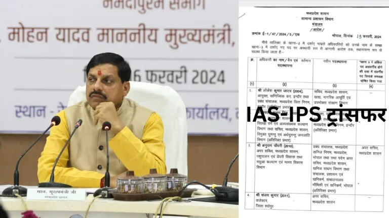 madhya pradesh news, mp ias ips transfer list, madhya pradesh ips trasfer list, neemuch and betul sp transfer, chhindwara and jhabua sp trasfer, mohan yadav removed sheopur collector, ms sikarwar became ig of rewa zone, 10 ips transfer in mp, five ias