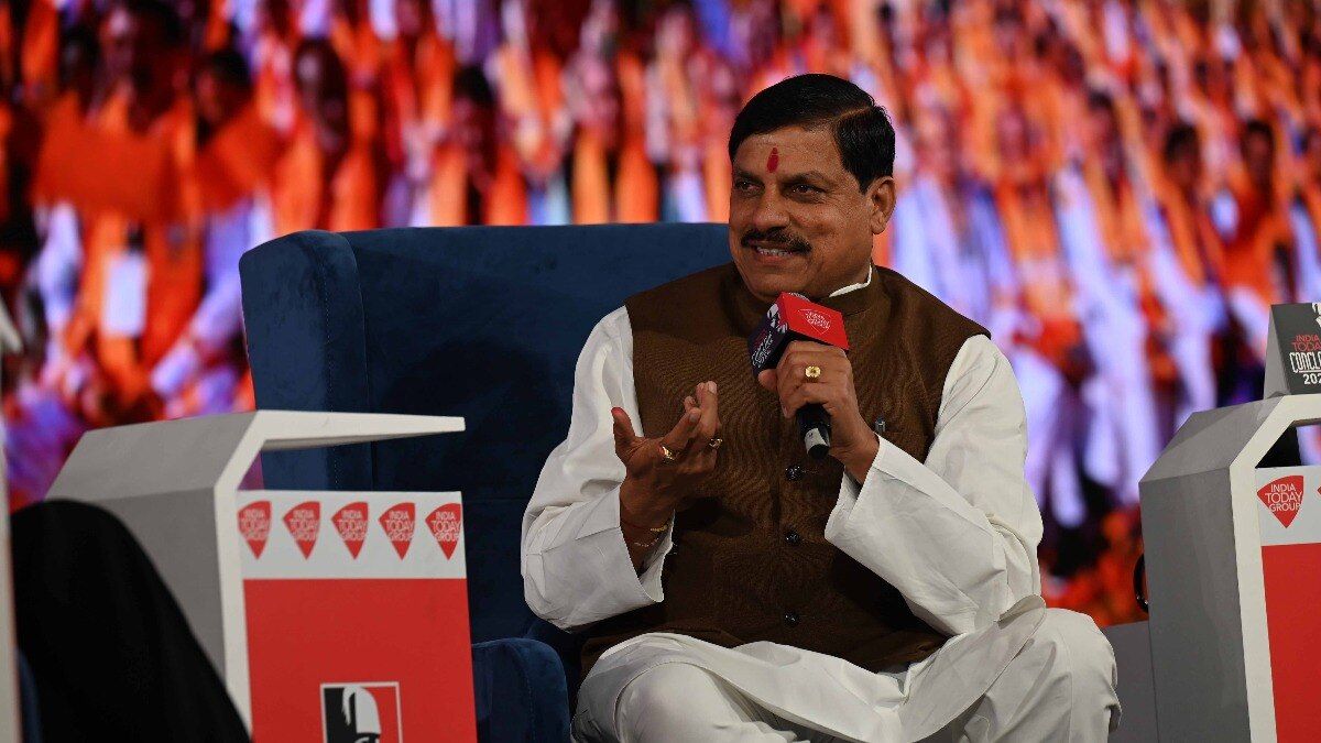 जब मोहन यादव के नाम का ऐलान मुख्यमंत्री के तौर पर हुआ तब क्या कर रहे थे वो, इंडिया टुडे काॅन्क्लेव में बताया Madhya Pradesh Chief Minister Mohan Yadav speaks at the India Today Conclave 2024. (Photo: India Today)