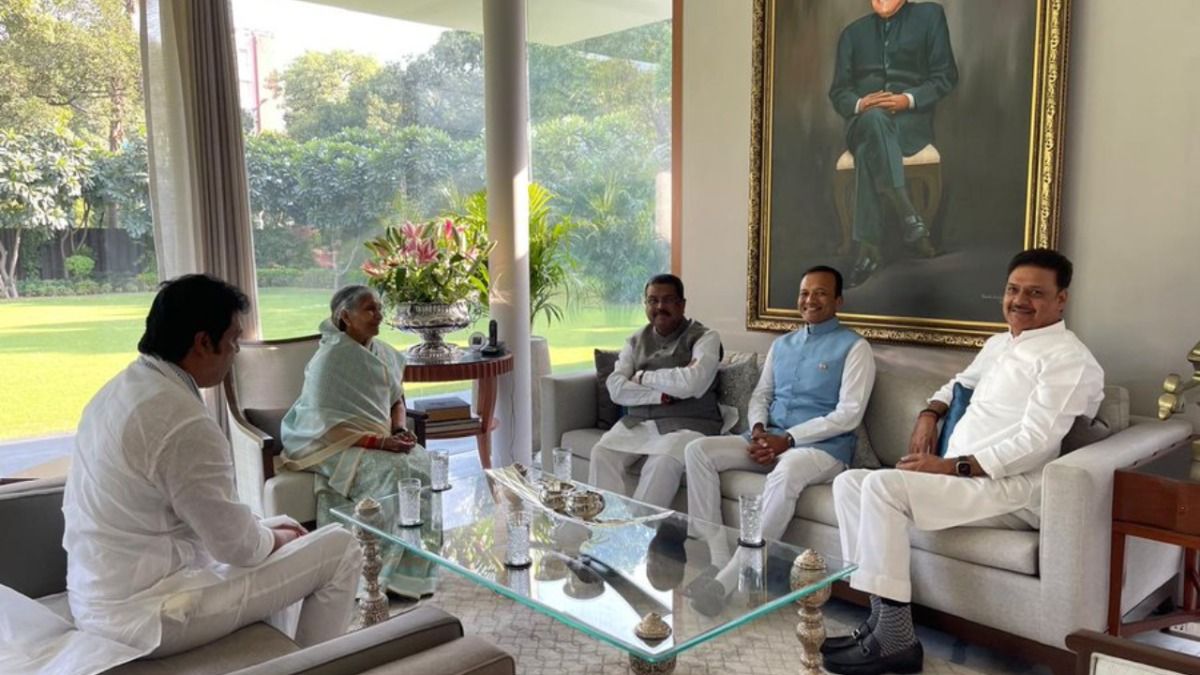  Savitri Jindal met Union Minister Dharmendra Pradhan