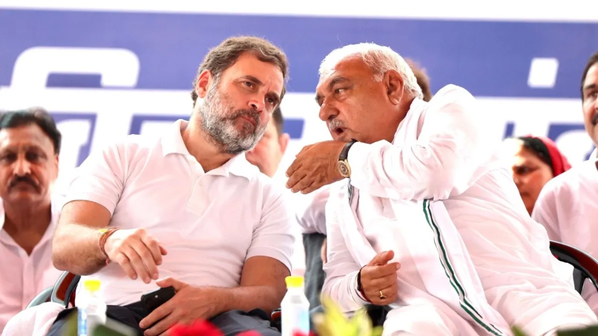 राहुल गांधी और भूपेंद्र हुड्‌डा. फोटो: भूपेंद्र हुड्‌डा के ट्वीटर हैंडल से