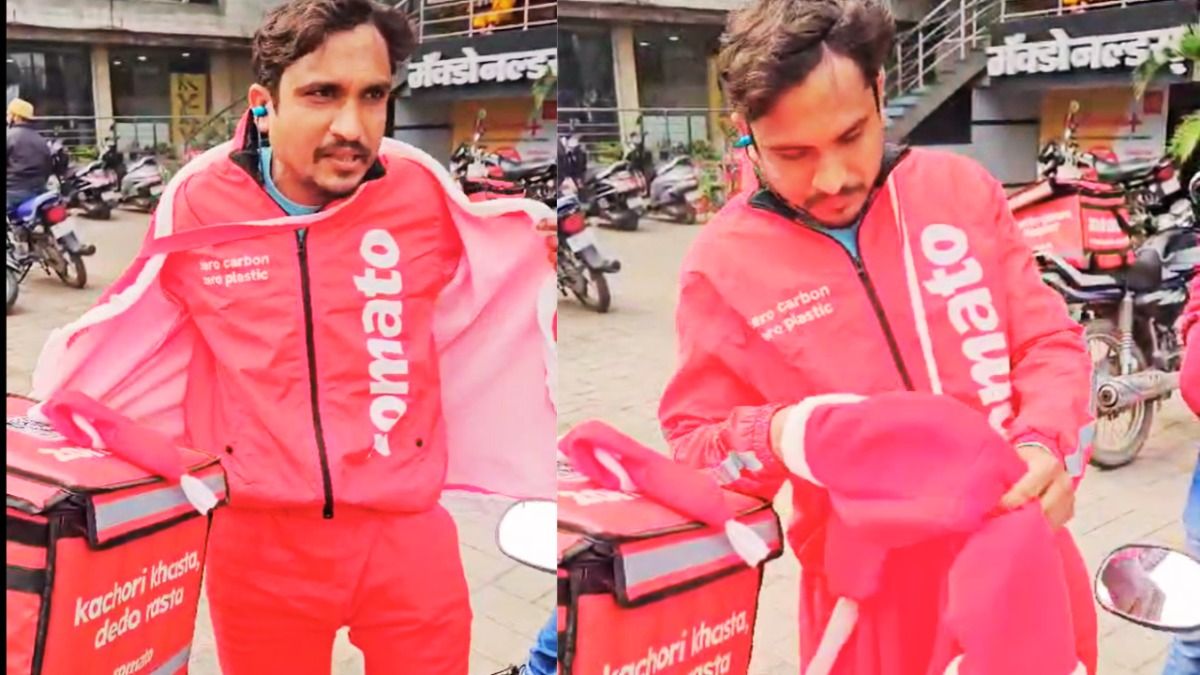 इंदौर में जोमैटो के डिलीवरी बॉय की उतरवाई ड्रेस.