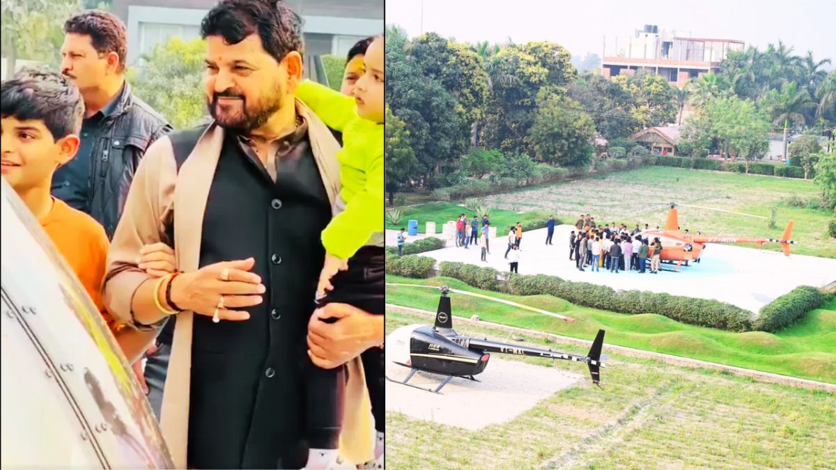 बृजभूषण सिंह ने पोते के लिए खरीदा भगवा रंग का चॉपर? पूर्व सांसद के नए हेलीकॉप्टर की जमकर चर्चा बृजभूषण शरण सिंह का नया हेलीकॉप्टर चर्चा में है.