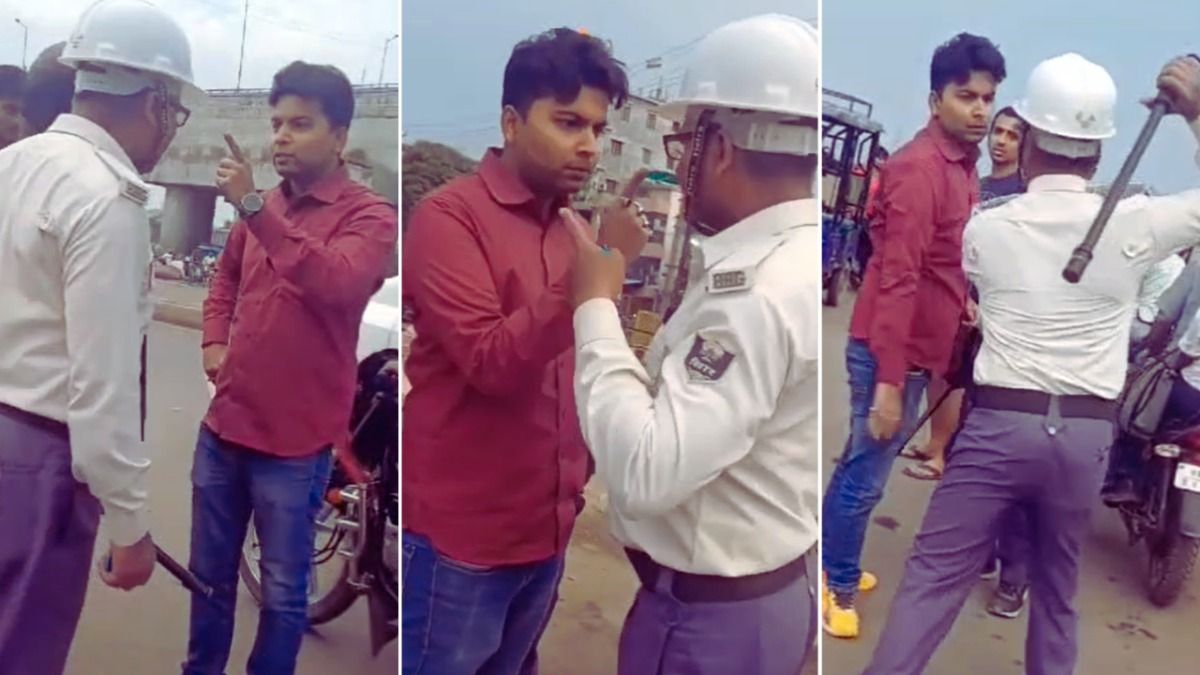 बिहार: ट्रैफिक पुलिस से ही भिड़ गया युवक, हाथापाई की और दे दी धमकी, Video वायरल NewsTak