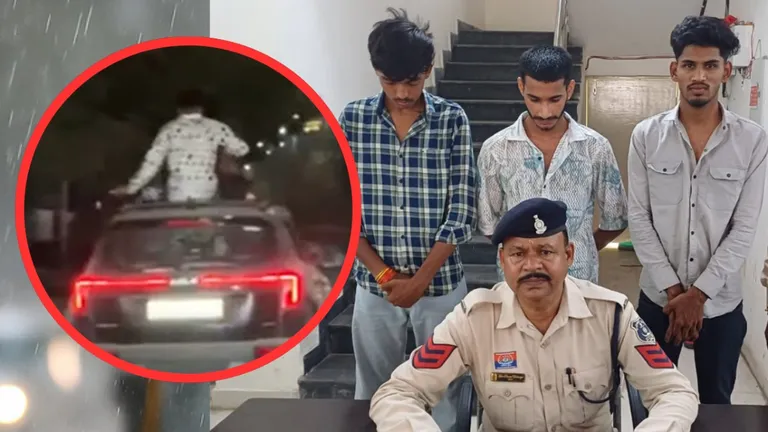 Seltos लेकर हवाबाजी कर रहे थे 3 दोस्त, घर पहुंचे तो छत्तीसगढ़ पुलिस ने दे दिया सरप्राइज Chhattisgarh News, Action on Stunt, Bilaspur viral video, Car stunt video