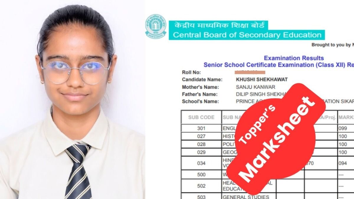 CBSE 12th टॉपर 2025: सीकर की खुशी शेखावत ने 12वीं में किया टॉप, 500 में 499 वाली मार्कशीट आई सामने NewsTak