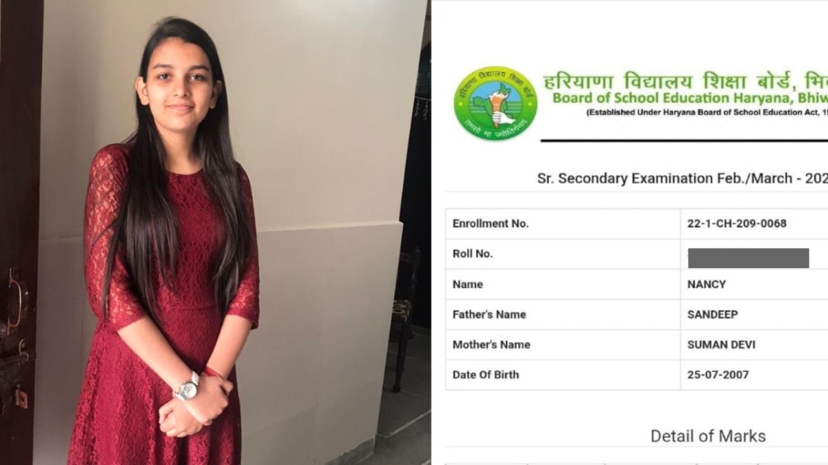 Haryana Board Topper Nancy, Nancy Topper Marksheet, Haryana Commerce Topper 2025, Haryana Board Result 2025, Nancy Charkhi Dadri Topper, Charkhi Dadri Topper 12th Class, Haryana Board 12th Result 2025