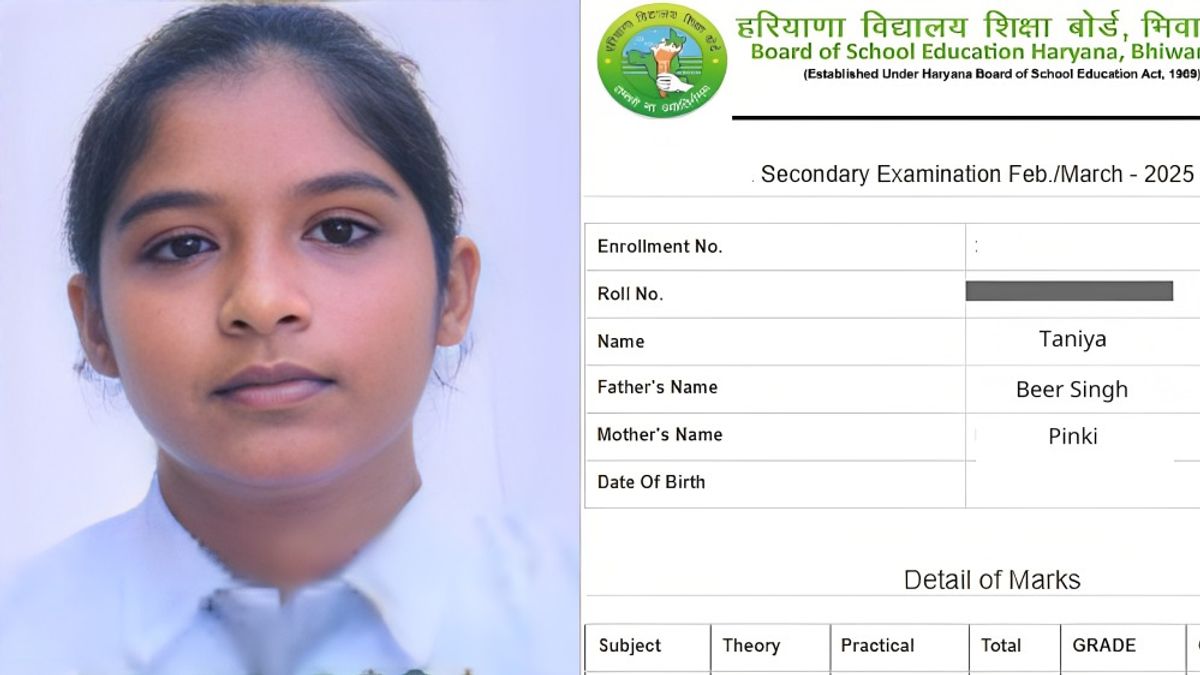 Haryana Board Topper Marksheet: झज्जर की तानिया ने रचा इतिहास, 10वीं बोर्ड में तीन विषयों में हासिल किए 100 फीसदी अंक तानिया , हरियाणा बोर्ड की दसवीं की परीक्षा में टॉप 20 में शामिल हुई छात्रा