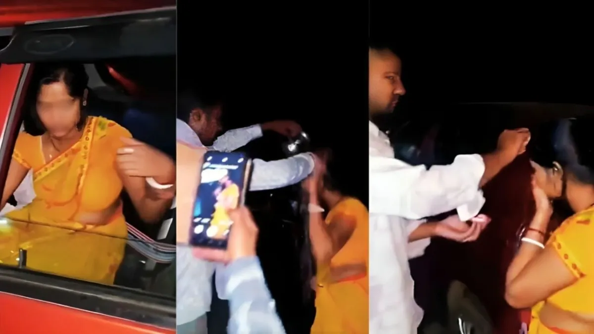 वायरल वीडियो पत्नी प्रेमी, Extra-marital affair viral, पति ने धोया सिंदूर, Husband washes sindoor, car mein pakdi gayi wife, pati ne kiya expose, girlfriend boyfriend viral video