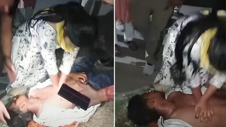 करनाल में सड़क किनारे अंतिम सांस ले रहा था युवक, तभी राह चलती लड़की ने बचाई ली जान, वीडियो वायरल युवक CPR को देती युवती (तस्वीर: स्क्रीनग्रैब)