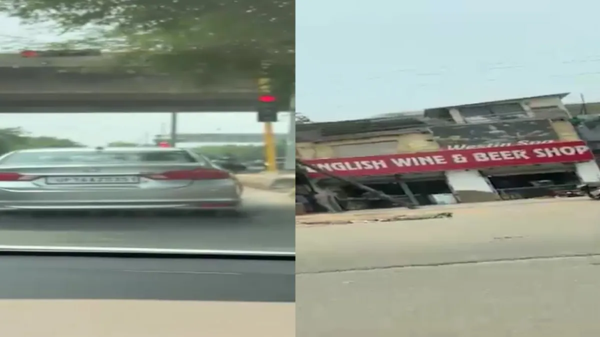 नोएडा में युवक ने रेड लाइट पर कार खड़ी कर बीयर लेने चला गया, जिससे ट्रैफिक जाम हो गया और वीडियो वायरल हुआ