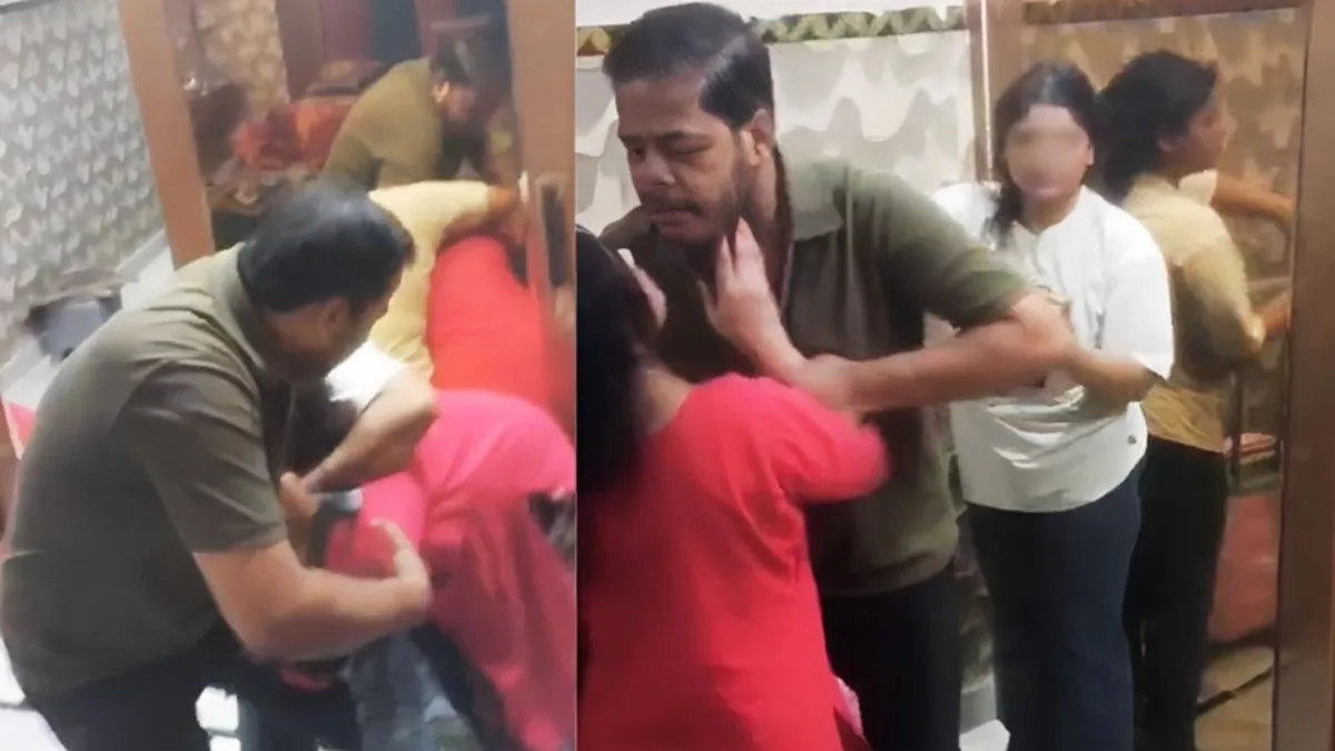 Meerut news, Viral video Meerut, पत्नी ने पकड़ा पति, लिव इन रिलेशन, प्रेमिका संग पति, हाई वोल्टेज ड्रामा, पत्नी प्रेमिका लड़ाई, Muslim husband