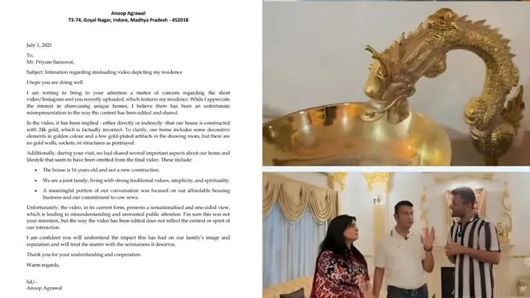 इंदौर के गोल्डन हाउस पर मचा बवाल, घर के मालिक ने वीडियो कंटेंट क्रिएटर को क्यों भेजा नोटिस? जानें पूरा मामला इंदौर का गोल्डन हाउस – वायरल वीडियो और विवाद