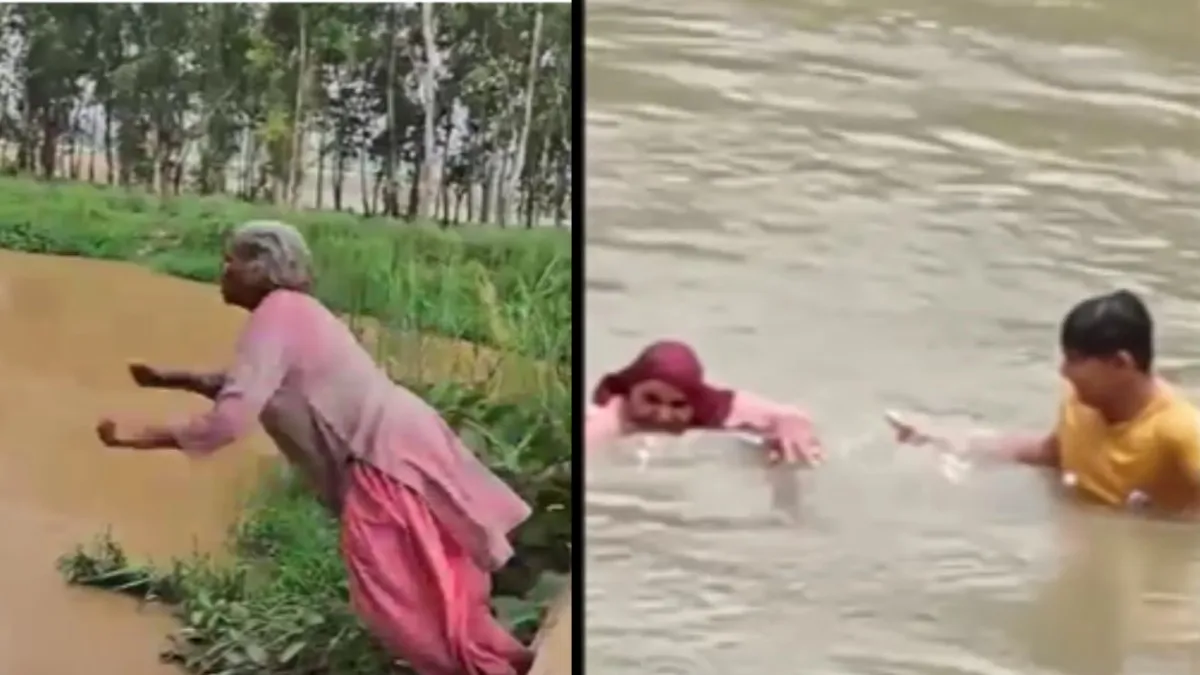 77-year-old grandmother swimming with grandson goes viral in Haryana