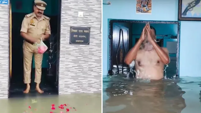 घर में बाढ़ का पानी आने पर फूल चढ़ाने और डुबकी लगाने वाले दारोगा जी कौन? सामने आई पूरी जानकारी UP Police Daroga Viral Video: