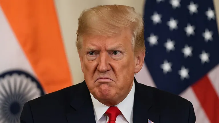 रूस से तेल खरीदने पर भड़के ट्रंप, भारत पर भारी टैरिफ लगाने की दी धमकी Despite Trump's barbs, India and the US are negotiating a trade deal. (Image generated by AI)