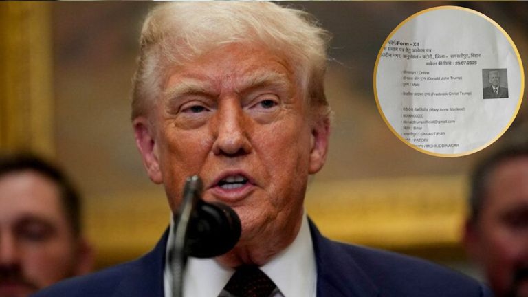 बिहार के समस्तीपुर में अमेरिकी राष्ट्रपति डोनाल्ड ट्रंप के नाम पर निवास के लिए आवेदन, पुलिस ने दर्ज किया FIR बिहार के समस्तीपुर में डोनाल्ड ट्रंप के नाम पर फर्जी निवास प्रमाण पत्र का आवेदन