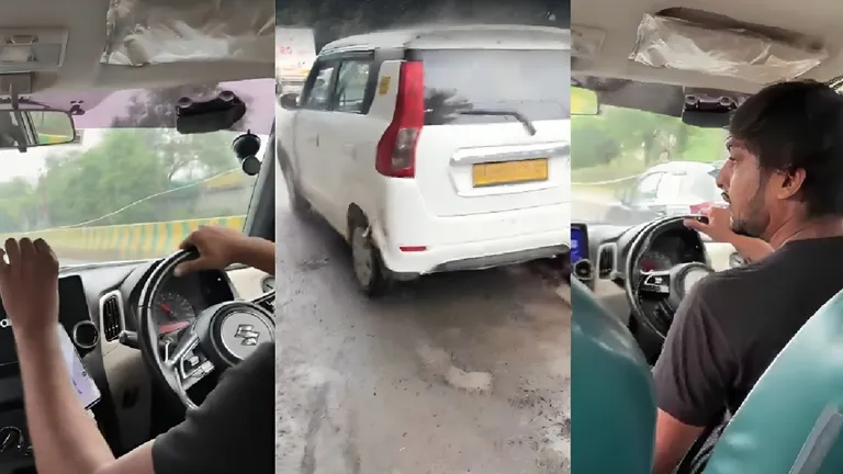 नोएडा: रास्ते में ऐसा क्या हुआ कि कैब में पति-पत्नी ड्राइवर से कार रोकने के लिए जोड़ने लगे हाथ? Video वायरल Noida cab rash driving, viral video Noida, police checking escape, Greater Noida news, cab driver reckless driving, Noida traffic incident
