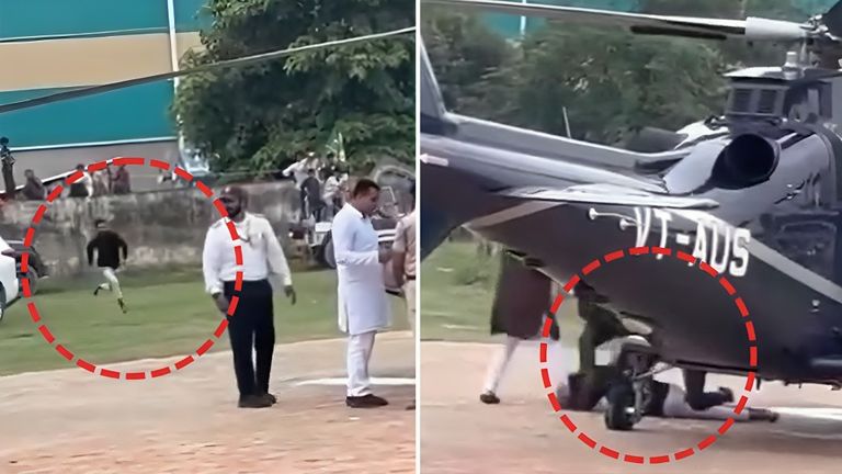 तेजस्वी यादव की सुरक्षा में सेंध! हेलीकॉप्टर पर चढ़ते समय पैर पर गिरा युवक, फिर जो हुआ...उसका वीडियो हुआ वायरल तेजस्वी यादव की सुरक्षा में सेंध!