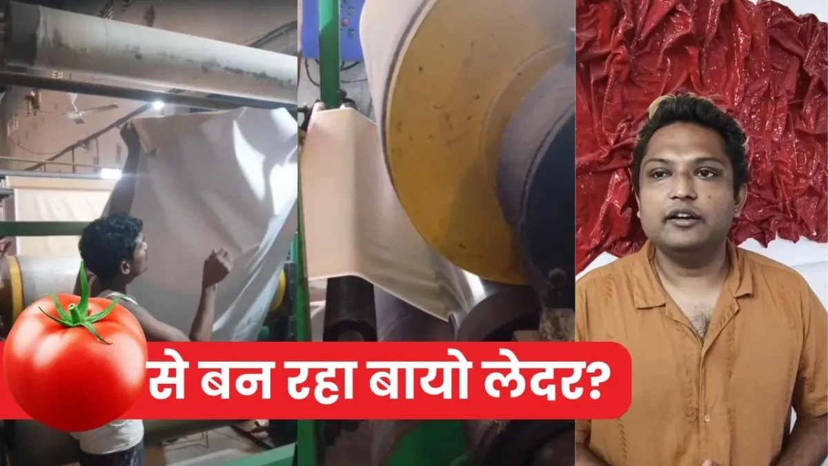 tomato waste leather, Pritesh Mishri bio leather, vegan leather innovation India, sustainable fashion Kanpur, biodegradable leather business