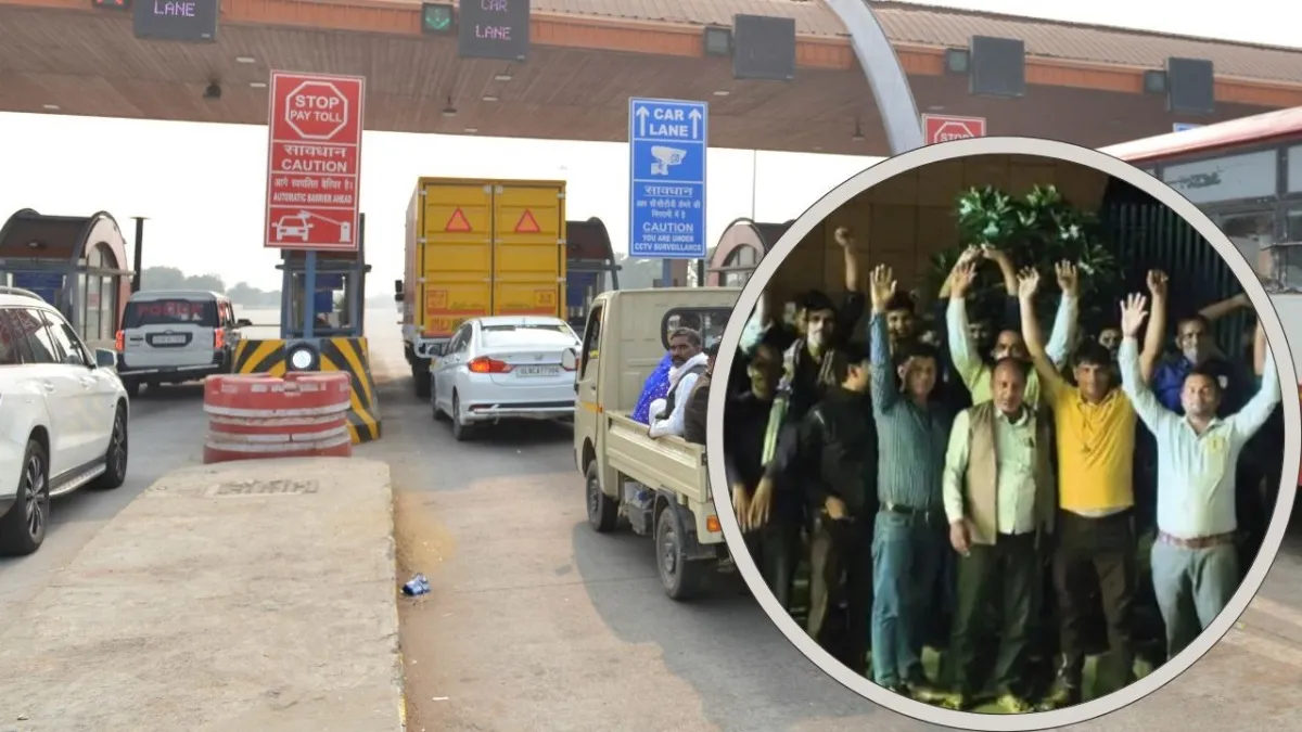 agra lucknow expressway news, fatehabad toll gate open, diwali bonus dispute, up police action, toll employees protest