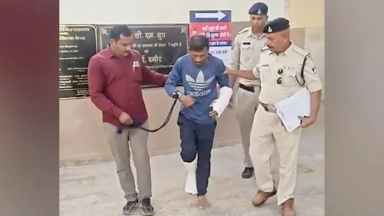 हाथ-पैर में प्लास्टर बांधे लंगड़ाता दिखा अकील...ऑस्ट्रेलियाई महिला खिलाड़ियों की थी छेड़खानी, अब पुलिस ने किया ये हाल, देखें वीडियो Indore Crime News