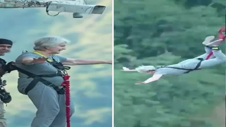 ऋषिकेश: 82 साल की दादी ने लगाई 117 फीट ऊंची छलांग! बंजी जंपिंग कर बनाया नया रिकॉर्ड, देखें वीडियो Rishikesh bungee jumping