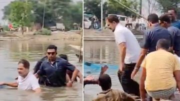 Rahul Gandhi Begusarai Bihar election बेगूसराय : तालाब में उतरकर मछली पकड़ते दिखें राहुल गांधी  (Photo: X/@ANI)