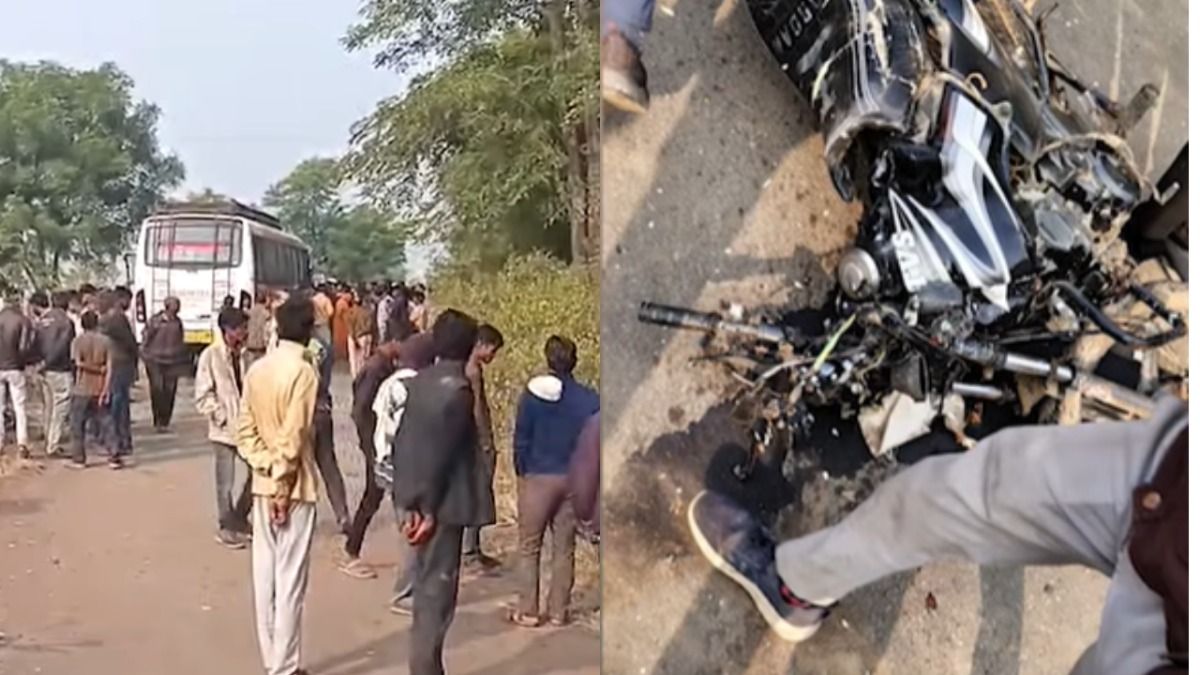 MP में बड़ा सड़क हादसा, आपस में भिड़ गए प्राइवेट बस और बाइक, सड़क पर बिखरी लाशें देख कांप गए लोग 