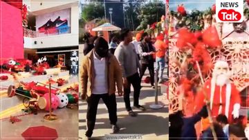 Enraged by the Christmas decorations, people vandalized the Magneto Mall in Raipur; a video of the incident has surfaced. NewsTak