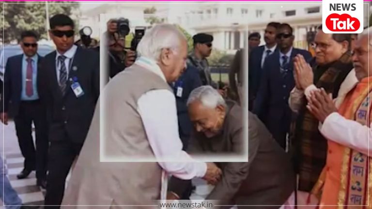 राज्यपाल आरिफ मोहम्मद खान के पैर छूते दिखे नीतीश कुमार, तस्वीर ने बिहार की राजनीति में मचाई हलचल नीतीश कुमार